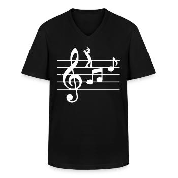 Instruments à vent pour flûte - T-shirt col V Homme - noir - Devant - AI Model Male 178 dark (178cm)