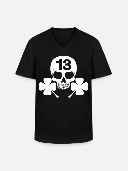Lucky White Skull - Men's V-Neck T-Shirt - black
