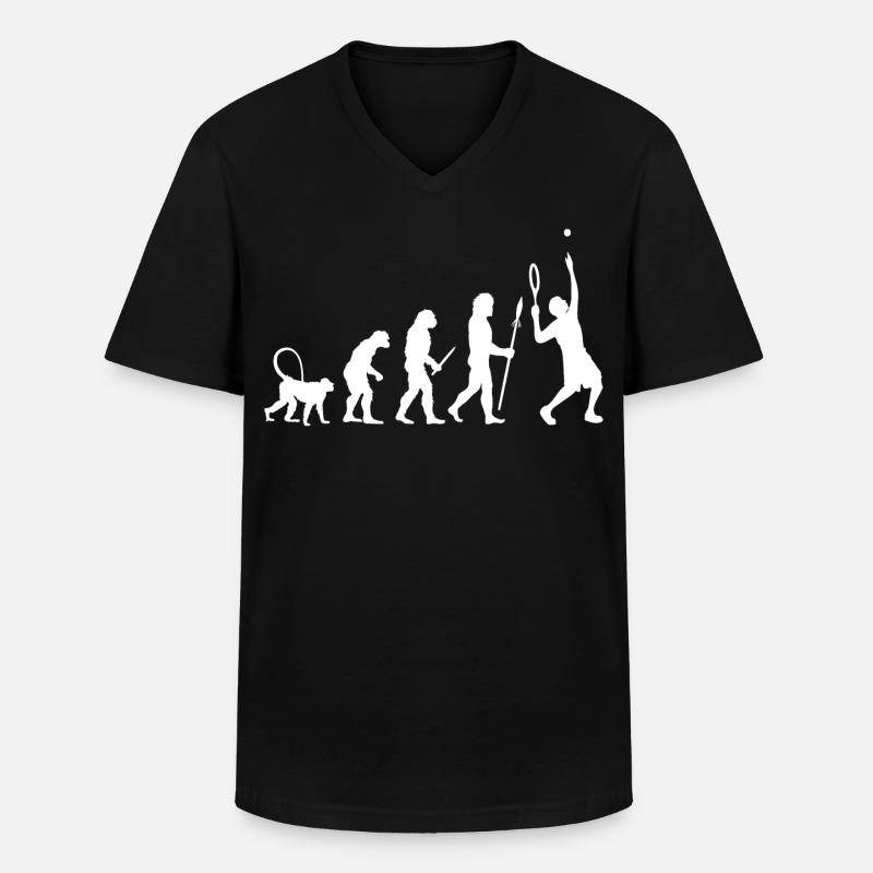 Tennis Evolution - Männer-T-Shirt mit V-Ausschnitt - Schwarz