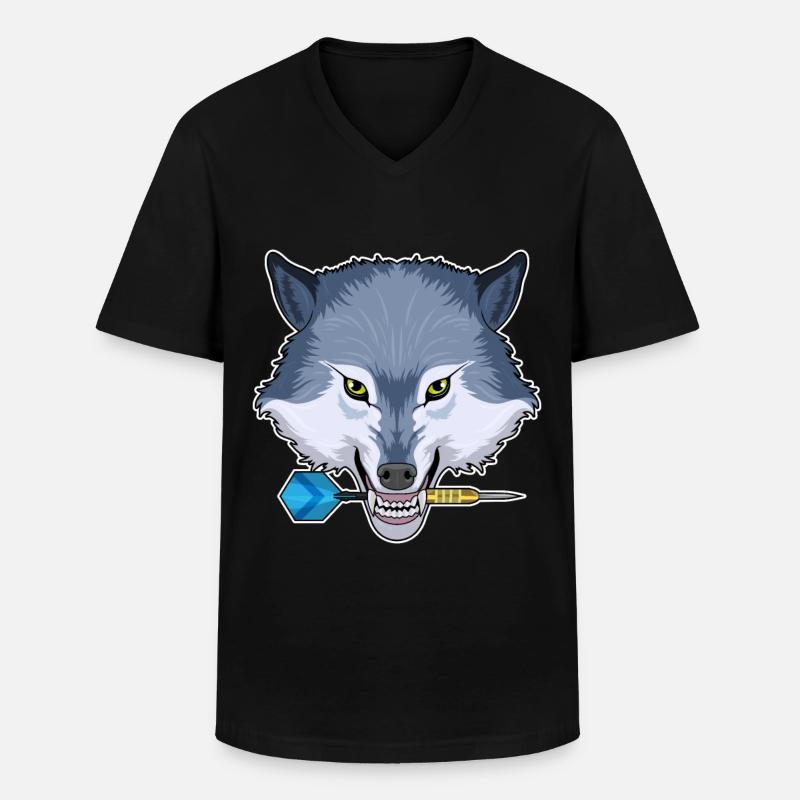 Wolf Dart Dartpfeil - Männer-T-Shirt mit V-Ausschnitt - Schwarz