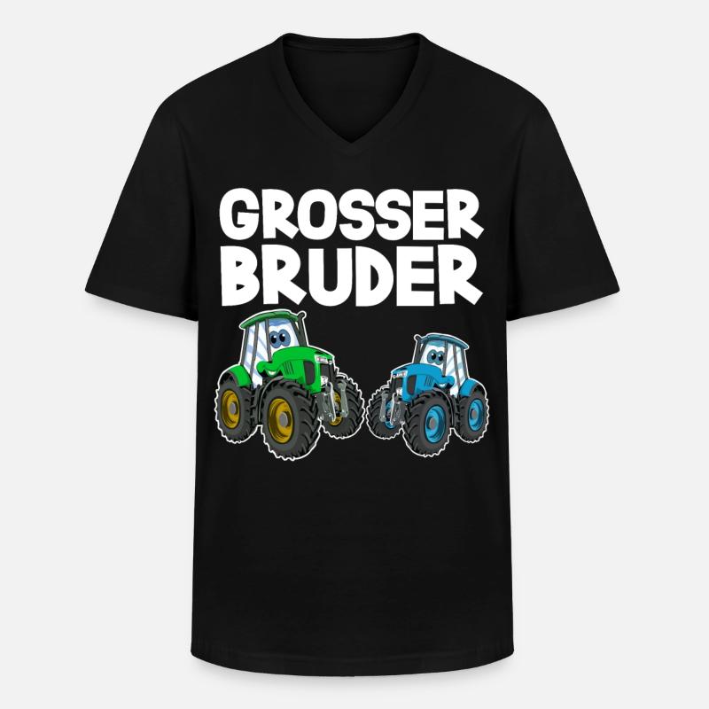 Grosser Bruder Traktor - Männer-T-Shirt mit V-Ausschnitt - Schwarz