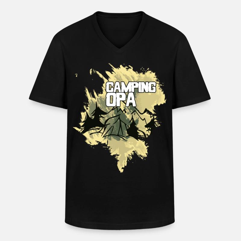 Camping Opa Zelt Wald Berge - Männer-T-Shirt mit V-Ausschnitt - Schwarz
