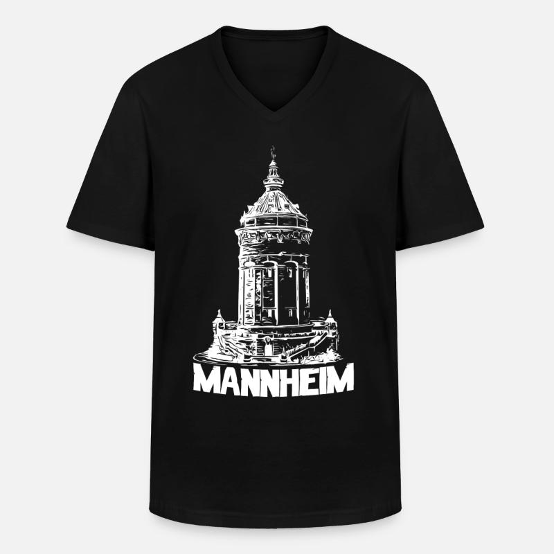 Mannheimer Wasserturm - Mannheim - Männer-T-Shirt mit V-Ausschnitt - Schwarz