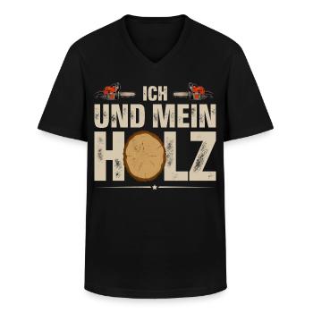 Holzfäller Ich Und Mein Holz - Männer-T-Shirt mit V-Ausschnitt - Schwarz - Vorne - AI Model Male 178 dark (178cm)