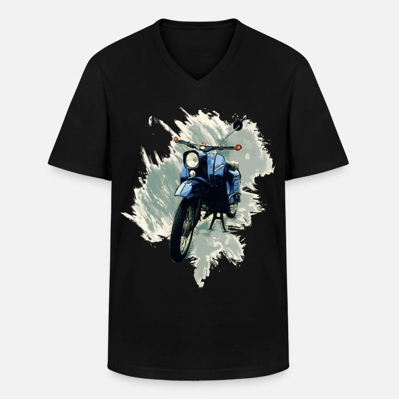 Simson Schwalbe - Männer-T-Shirt mit V-Ausschnitt - Schwarz