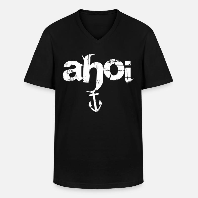 Ahoi - Männer-T-Shirt mit V-Ausschnitt - Schwarz