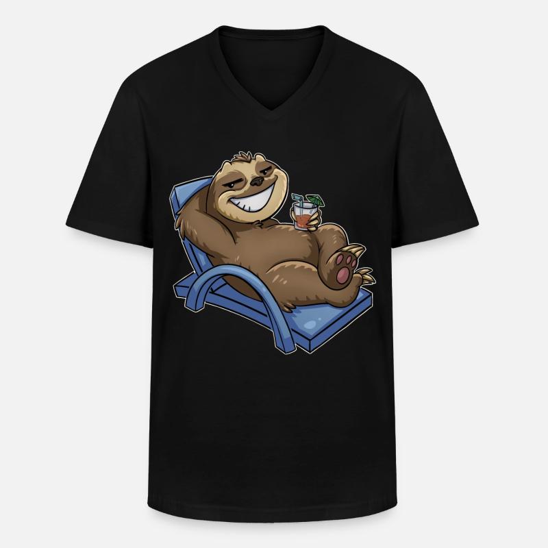 Faultier - Männer-T-Shirt mit V-Ausschnitt - Schwarz