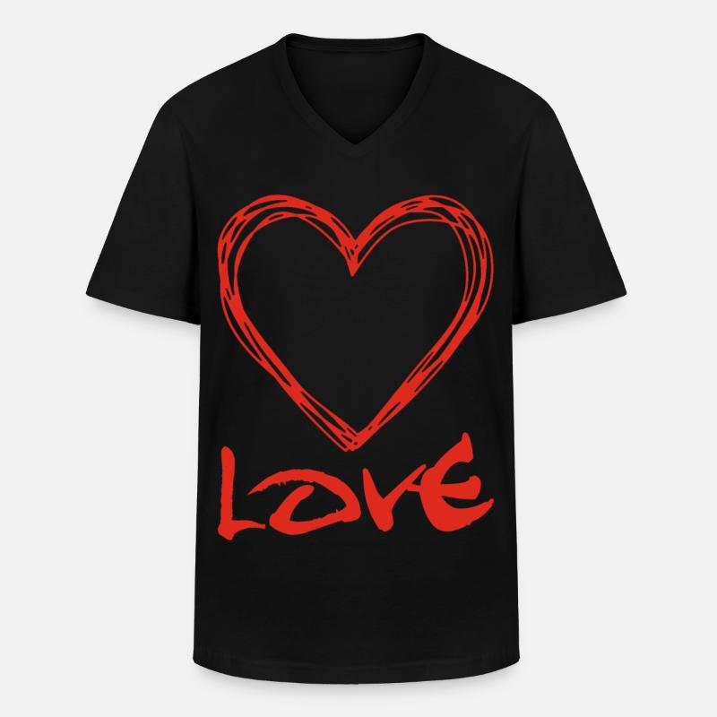 rotes Graffiti-Herz - Männer-T-Shirt mit V-Ausschnitt - Schwarz