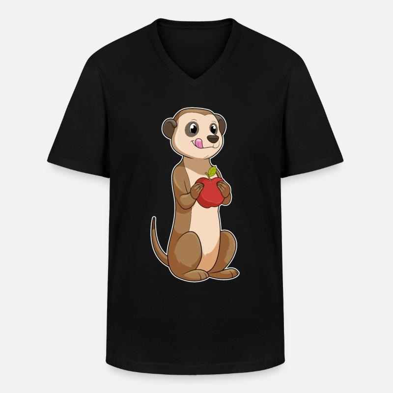Erdmännchen Apfel - Männer-T-Shirt mit V-Ausschnitt - Schwarz