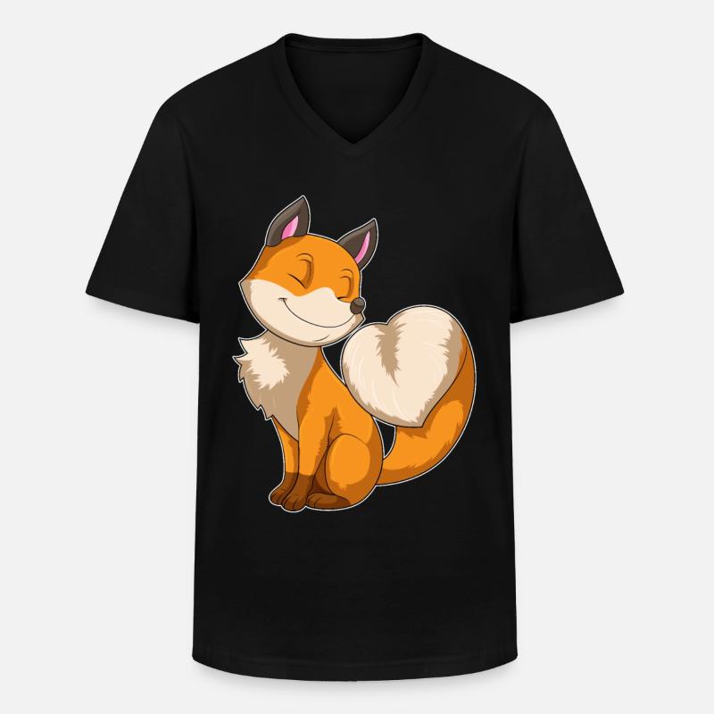 Fuchs mit Herz - Männer-T-Shirt mit V-Ausschnitt - Schwarz