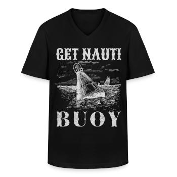 Get Nauti Buoy - Funny Nautical Pun - Men's V-Neck T-Shirt - black - Front - AI Model Male 178 dark (178cm)