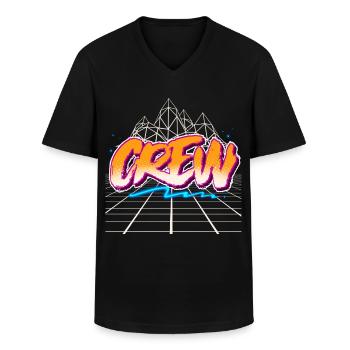 Crew - Men's V-Neck T-Shirt - black - Front - AI Model Male 178 dark (178cm)