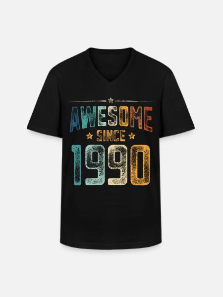 1990 Naissance Année de naissance - T-shirt col V Homme - noir