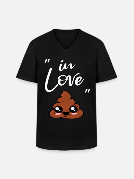 Jeg elsker lort sød lort bunke - Klassisk herre T-shirt med V-udskæring - sort