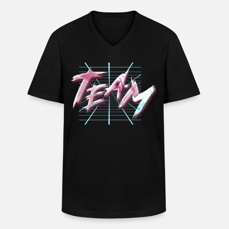 Team - Männer-T-Shirt mit V-Ausschnitt - Schwarz