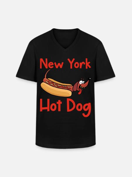 new york hot dog - Men's V-Neck T-Shirt - black
