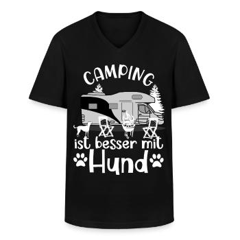 Camping ist besser mir Hund - Männer-T-Shirt mit V-Ausschnitt - Schwarz - Vorne - AI Model Male 178 dark (178cm)
