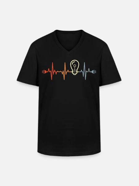 Mon cœur bat pour l’électricité - T-shirt col V Homme - noir
