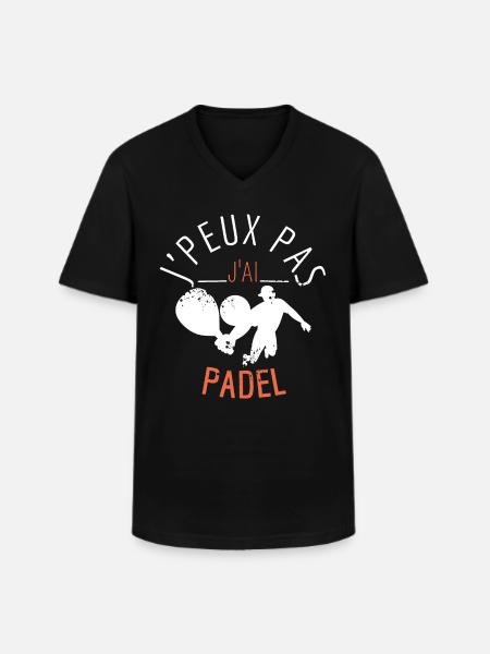 J'PEUX Pas J'ai PADEL - T-shirt col V Homme - noir