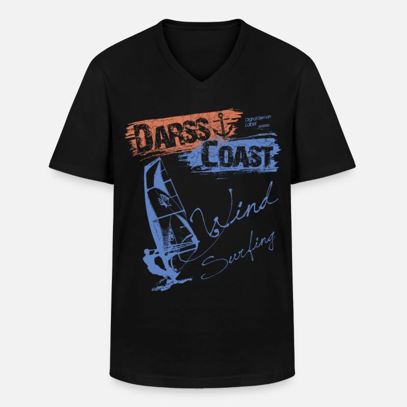 DarssCoast WINDSURFING - SURFER WINDSURFER - Männer-T-Shirt mit V-Ausschnitt - Schwarz