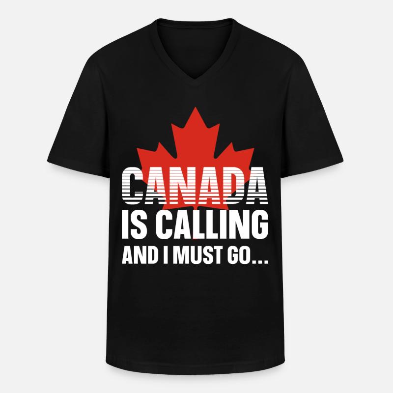 Kanada - Männer-T-Shirt mit V-Ausschnitt - Schwarz