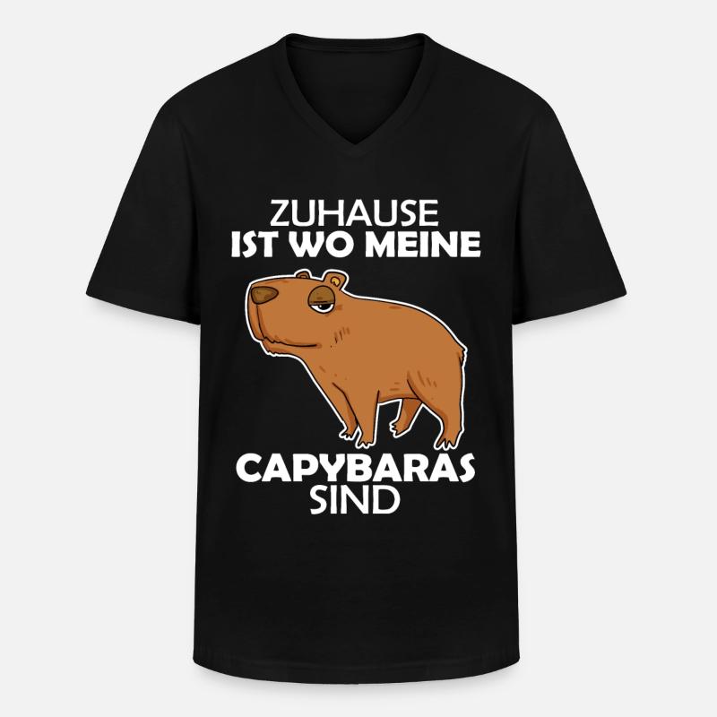 Capybara - Männer-T-Shirt mit V-Ausschnitt - Schwarz