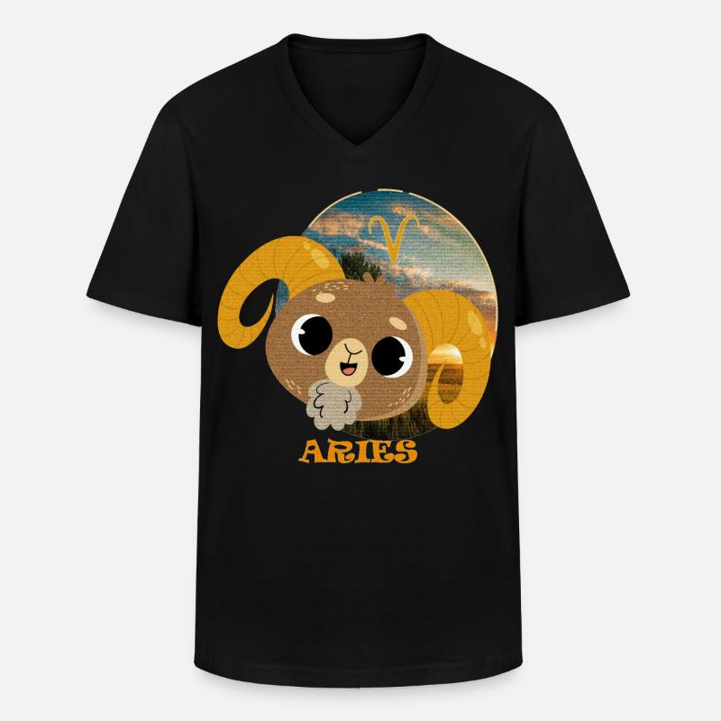 Sternzeichen WIDDER - Männer-T-Shirt mit V-Ausschnitt - Schwarz