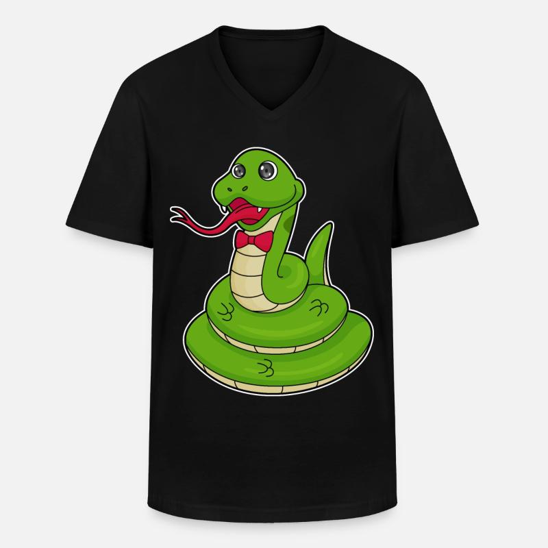 Schlange mit Schleife - Männer-T-Shirt mit V-Ausschnitt - Schwarz