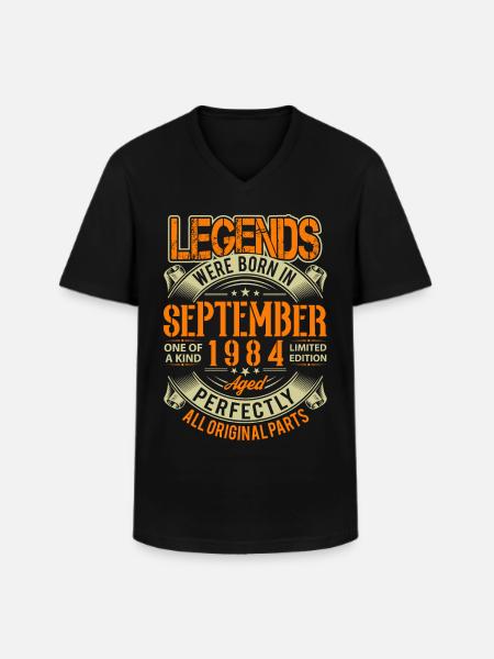 1984 September Birthday Legend - Men's V-Neck T-Shirt - black