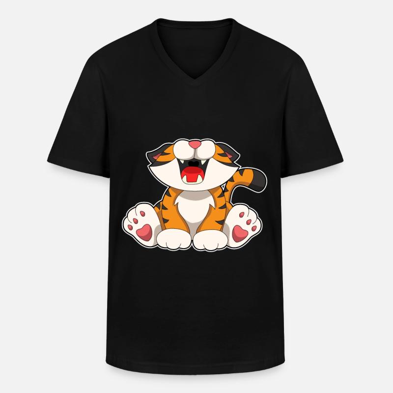 Brüllender Tiger - Männer-T-Shirt mit V-Ausschnitt - Schwarz