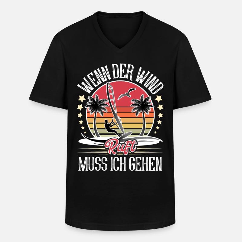 Windsurfen Windsurfer Windsurf - Männer-T-Shirt mit V-Ausschnitt - Schwarz