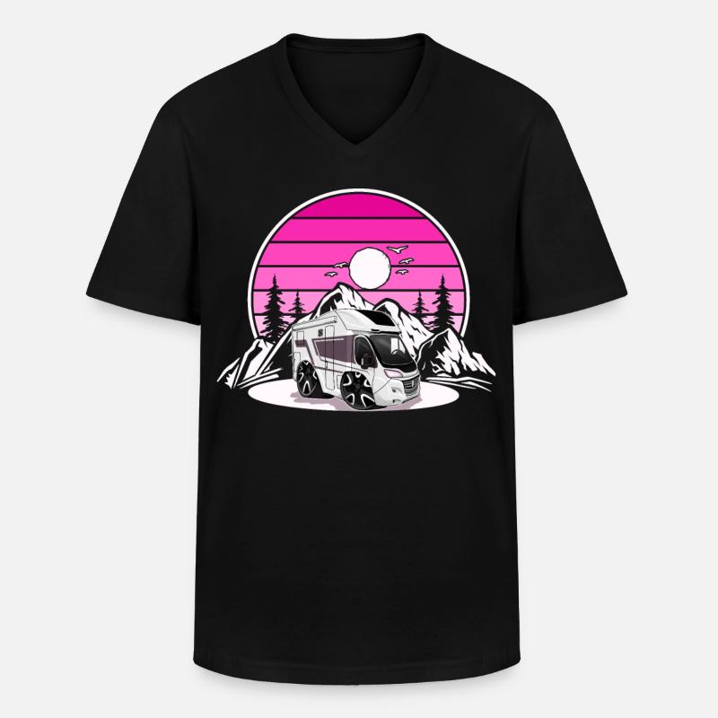 Camping Camper Campen - Männer-T-Shirt mit V-Ausschnitt - Schwarz
