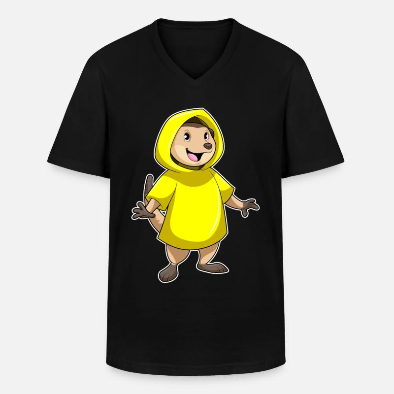 Erdmännchen mit Regenjacke - Männer-T-Shirt mit V-Ausschnitt - Schwarz