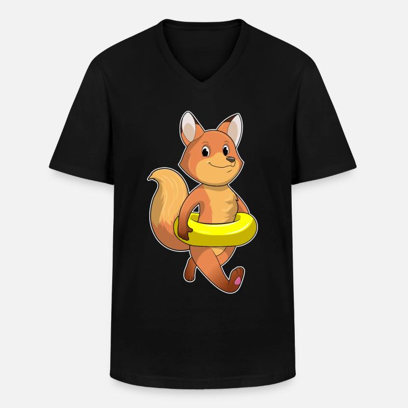 Fuchs mit Rettungsring - Männer-T-Shirt mit V-Ausschnitt - Schwarz