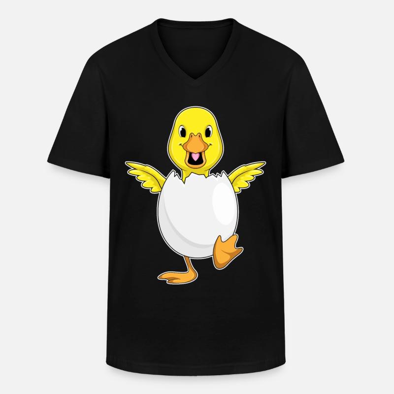 Duck Eggshell - Men's V-Neck T-Shirt - black