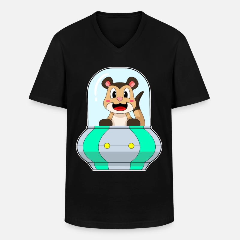 Erdmännchen mit Schiff - Männer-T-Shirt mit V-Ausschnitt - Schwarz