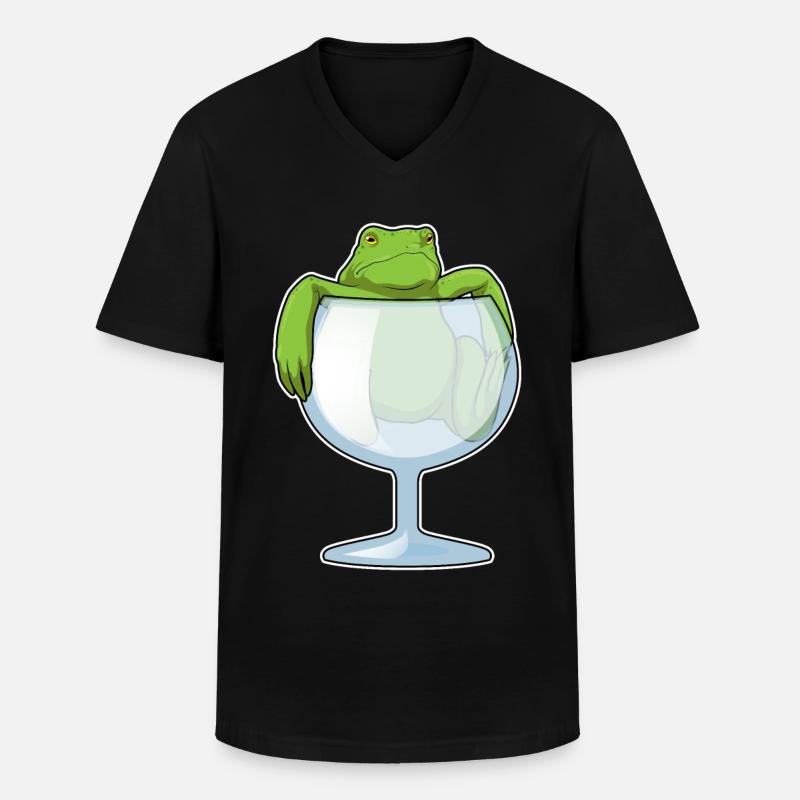 Frosch Weinglas - Männer-T-Shirt mit V-Ausschnitt - Schwarz