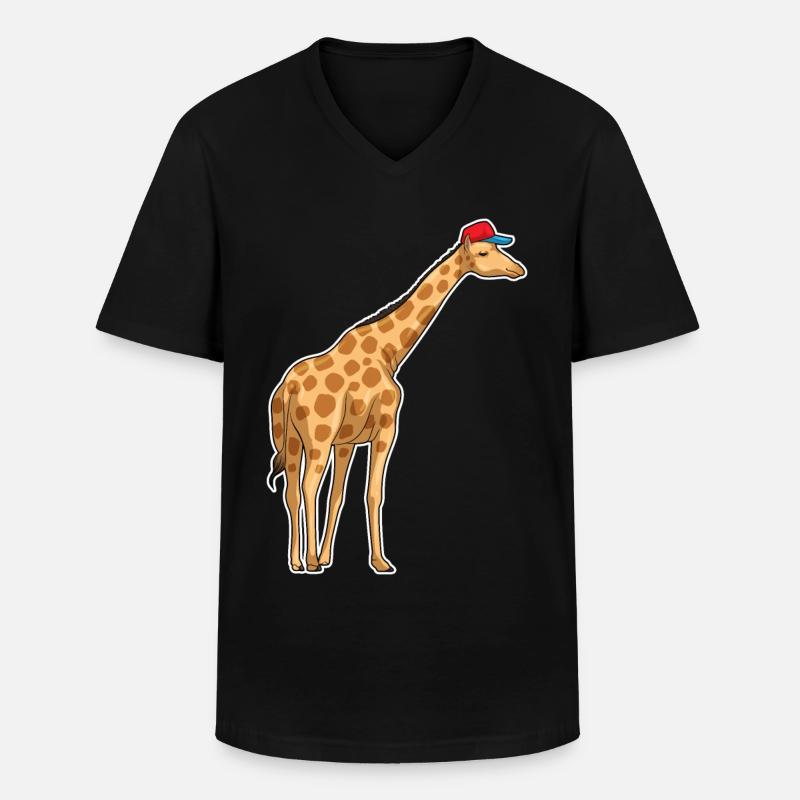 Giraffe Cap - Männer-T-Shirt mit V-Ausschnitt - Schwarz