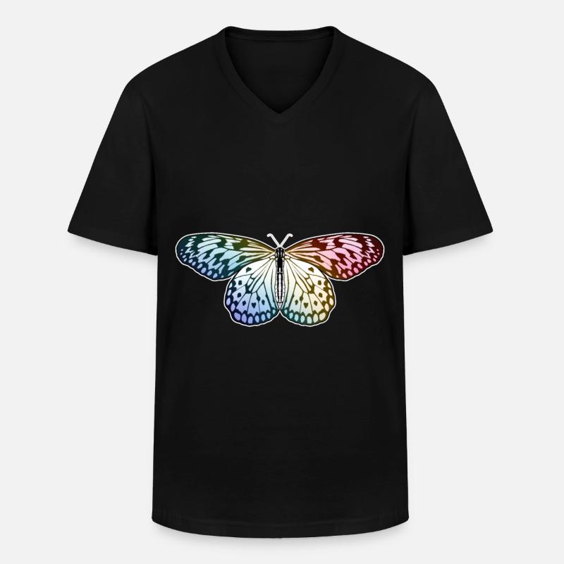 Schmetterling Regenbogen - Männer-T-Shirt mit V-Ausschnitt - Schwarz