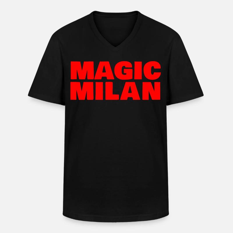 Magic Milan Logo Rot - Männer-T-Shirt mit V-Ausschnitt - Schwarz