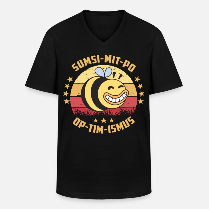 Optimismus oder Sumsi mit Po - Männer-T-Shirt mit V-Ausschnitt - Schwarz