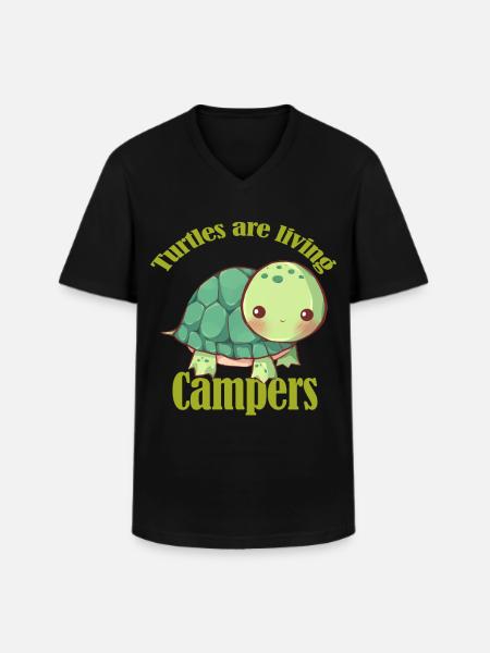 Turtles are living caravans - Men's V-Neck T-Shirt - black