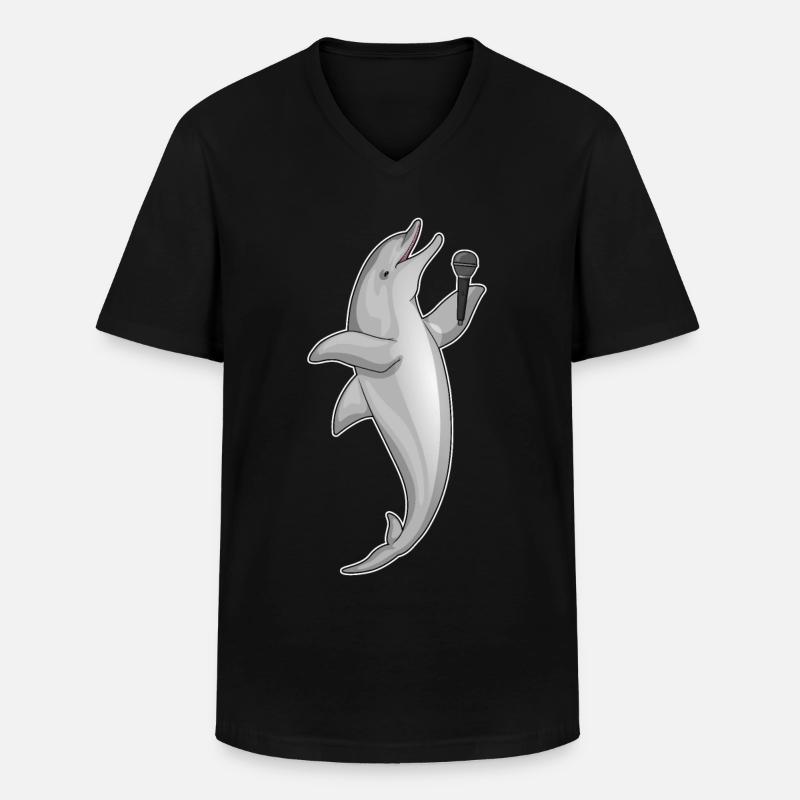 Delfin Singer Microphone - T-shirt col V Homme - noir