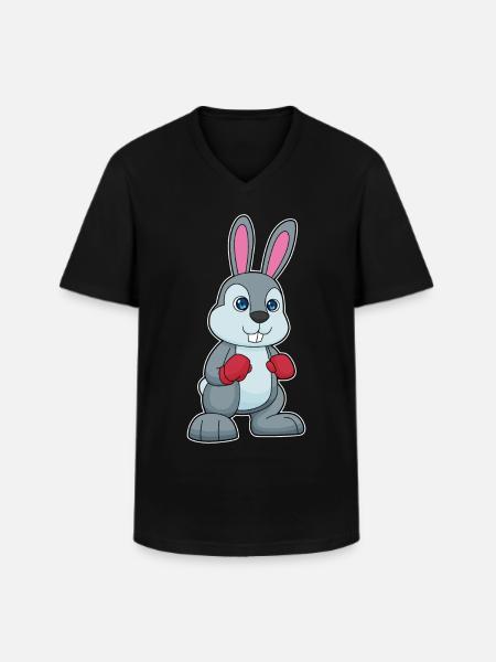 Hase Boxer Boxhandschuhe Boxen - Männer-T-Shirt mit V-Ausschnitt - Schwarz