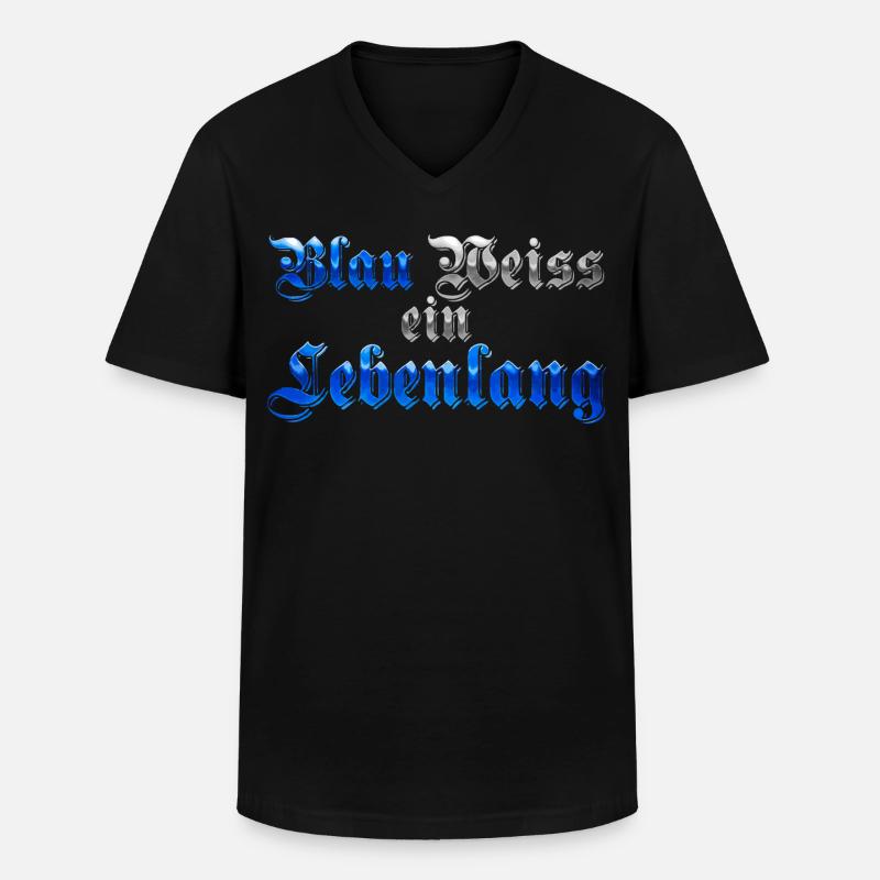 Blau Weiss ein Lebenlang - Männer-T-Shirt mit V-Ausschnitt - Schwarz