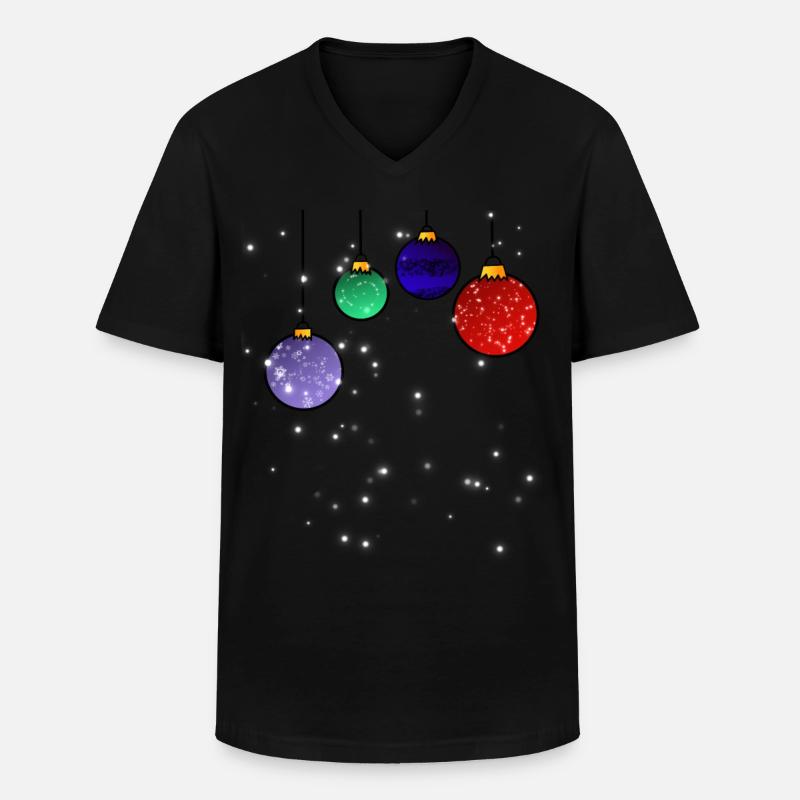 Christbaumkugeln mit Schneeflocken - Männer-T-Shirt mit V-Ausschnitt - Schwarz