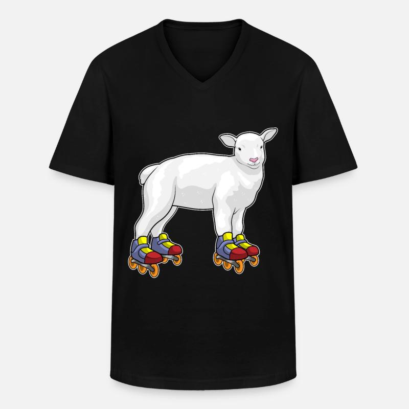 Lamm Inline skating Inline skates - Männer-T-Shirt mit V-Ausschnitt - Schwarz