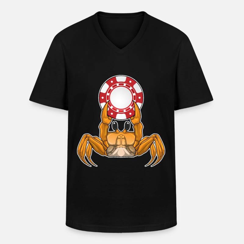 Krabbe Poker Pokerchips - Männer-T-Shirt mit V-Ausschnitt - Schwarz