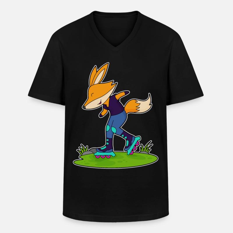 Fuchs Inline skating Inline skates - Männer-T-Shirt mit V-Ausschnitt - Schwarz