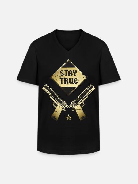 Bleib dir Treu - Männer-T-Shirt mit V-Ausschnitt - Schwarz